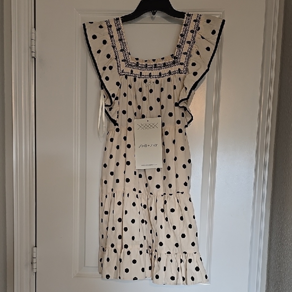 Polka Dot Cream Dress - Picture 3 of 5